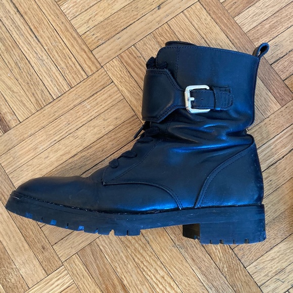 Massimo Dutti black combat lace-up boots with buckles - Picture 6 of 12